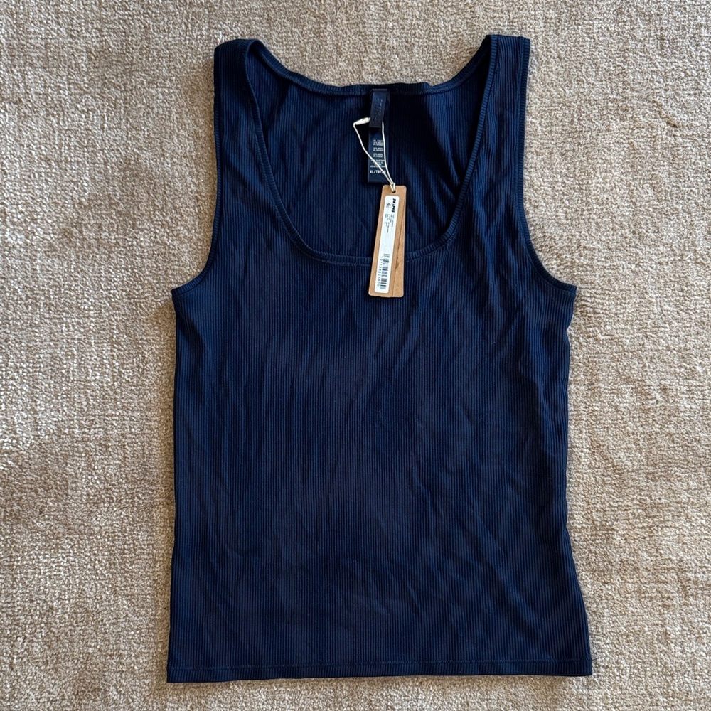 SKIMS Navy Blue Ribbed Tank Top
